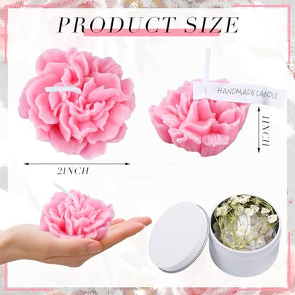 Threlaco 12 Pcs Flower Bridal Candles Set Bridesmaid Gift,Pink Gradient | 2" Wax Scented Candle Bulk, with Dried Flower and Cans, for Wedding Shower Proposal Anniversaries Women Christmas Party Favor - color: Pink Gradient