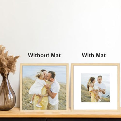 12x12 Picture Frame Set of 6, Display Pictures 8x8 with Mat or 12x12 Without Mat, Tabletop Display and Wall Hanging Photo Frame, Gallery Wall Frame Set, Natural - color: Natural, size: 12x12