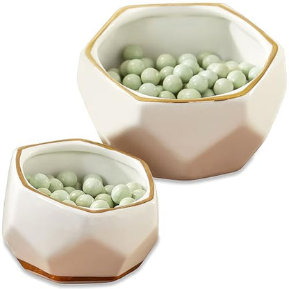 Kate Aspen Geometric Ceramic Planters Decorative Bowls, Small & Medium (Set of 2) , White - size: Small & Medium