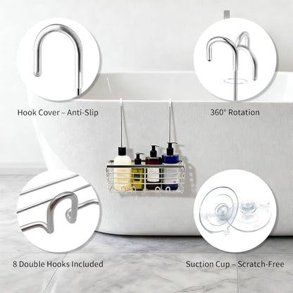 Hanging Shower Caddy, Over the Door Organizer Rack, Stainless Steel Rustproof Shower Shelves, Large Storage Shelf for Inside Shower