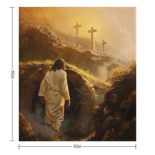 Jesus Leaving The Tomb 01 Flannel Blankets Fleece Soft Throw Lightweight Plush Gifts for Couch, Bed, Cozy Sofa Plush, Chair, Lovers 50x60in(125x150cm) - color: Style-10, size: 50x60in(125x150cm)