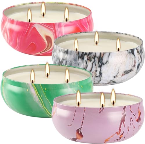 Citronella Candle Outdoor,12oz Summer Camping Large Candle for Outside Garden Backyard Balcony,30 Hour Burn,4 Pack 3 Wick - color: Style3-Multiple Colors