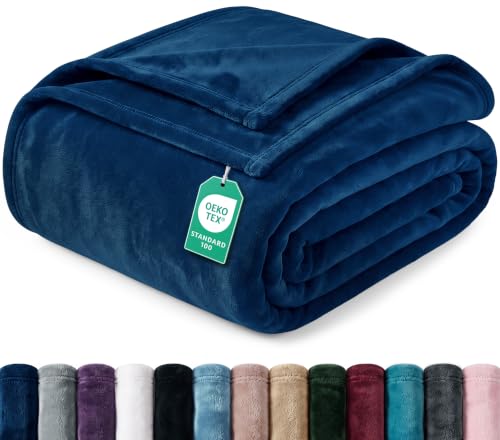 Soft Fleece Blanket for Bed Twin Size Navy (90x66 Inch) | Lightweight, Fuzzy, Anti-Static, Cozy, Warm, All Season Use, Home Decor, Gift for Men and Women - color: Navy, size: Twin (90x66 Inch)