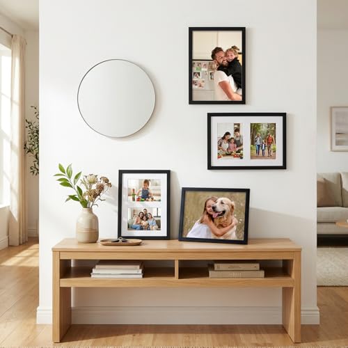 Fixwal 8x10 Collage Picture Frame, Holds Two 4x6 Photos, PVC | Shatter Resistant Plastic Cover, Wall or Tabletop Decor - size: 8x10（2-4x6）