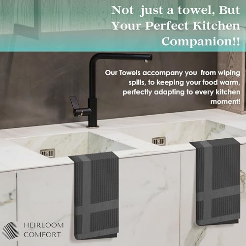 100% Cotton Kitchen Towels, 16"x26", 3 Pack, Waffle Weave, Absorbent, Fast Drying Dishcloth Set for Cleaning, Hand Towels, Dish Rags, Wash Cloth, Durable, Machine Washable, Gray - color: Dark Grey, style: 3 Pack