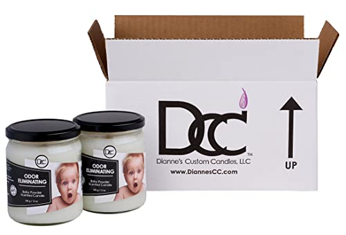 Baby Powder Two Pack Odor Eliminating Highly Fragranced Candle - Eliminates 95% of Pet, Smoke, Food, and Other Smells Quickly - Up to 80 Hour Burn time - 12 Ounce Premium Soy Blend - color: Baby Powder 2 Pack