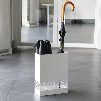 Indoor Entryway Umbrella Holder Can hold 10 umbrellas，tall Metal Large Capacity Umbrella Storage stand With removable drain tray,For Hotel,Offices,home,Commercial(White-E) - color: White-E