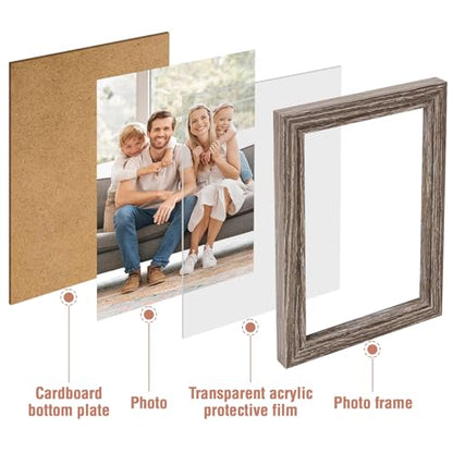 POILKMNI 5x7 In Four Picture Frame 4 Hinged Photo Frame with 4 Openings | Natural Wood Foldable Photo Frame High Definition Acrylic for Mothers Day Father's Day Christmas Gift, Family Picture, Gray - color: Gray, size: 5x7