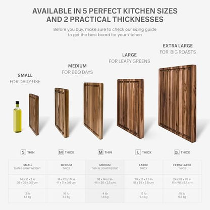 Teakhaus Carving Board with Juice Groove - Medium (M) Teak Wood Cutting Board 18”L x 14”W x 1” Thick - Lightweight, Sustainably Harvested & FSC Certified - Knife Friendly with Beeswax Oil Finish - color: Cutting Board Only, size: Medium (18 inch x 14 inch
