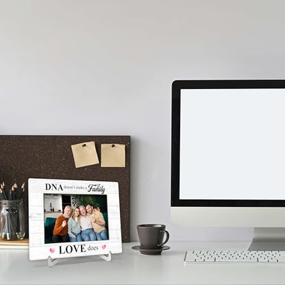 YSTEP Family Photo Frame, DNA Doesn't Make You Family Love Does Picture Frame, Adoption Day Gifts, Wood 4x6 Picture Frame for Desk Display-B18 - style: Style 5