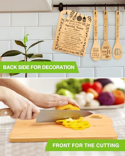 Nana Birthday Gift, Gift for Nana from Granddaughter Cutting Board | Mothers Day Christmas Gift for Nana from Grandson，Recipe for A Special Nana Gifts, Bamboo Cutting Board with Spoon - color: Nana