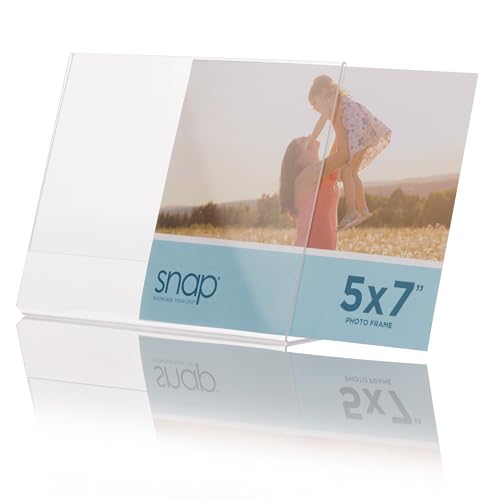 Snap 7x5 Clear Picture Frame 12 Pack: Frameless L-Shape Desktop Stand, Photo Frame and Sign Holder, Clear Acrylic Style Tabletop Display, 7 x 5 - size: 7" x 5"