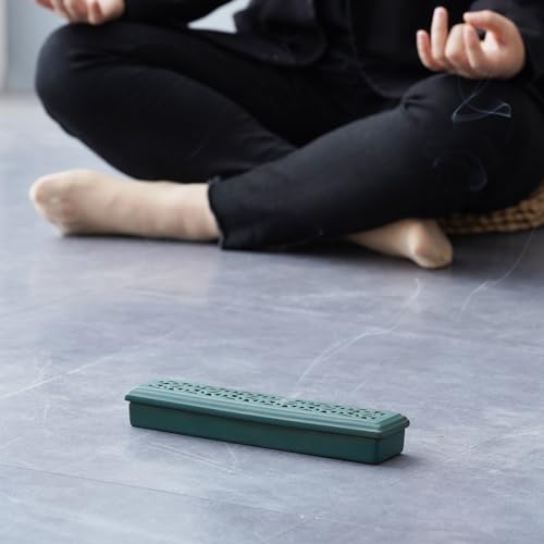 CEREMONY Incense Holder for Sticks, Ceramic Insence-Stick Holder Ash Catcher, Incense Holder Timkburner for Meditation Yoga Spa Room Incense Holder (Mesh-Green) - color: Mesh-green