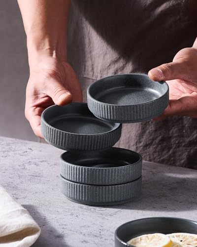 famiware Soy Sauce Dish, 4oz Dipping Bowls Set of 6, Matte Dark Charcoal | Ceramic Individual Dip Sauce Cups/Dishes/Plates, Small Serving Bowls for Side Dishes, Condiments, Sushi, Reactive Glaze - color: Matte Dark Charcoal, size: 6pcs
