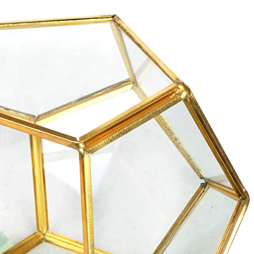 Ashland 5.5” Gold Octagon Glass Terrarium - Geometric Planter for Succulents and Air Plants - Bulk 12 Pack