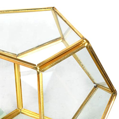 Ashland 5.5” Gold Octagon Glass Terrarium - Geometric Planter for Succulents and Air Plants - Bulk 12 Pack
