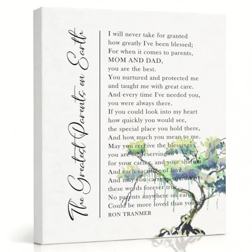 RTVJTERQ Family Quote Canvas Wall Art, The Greatest Parents on Earth Print, Thoughtful Parent Appreciation Gift, Watercolor Tree Art, Gallery Wrapped 8x10 Inches - color: Quote 02