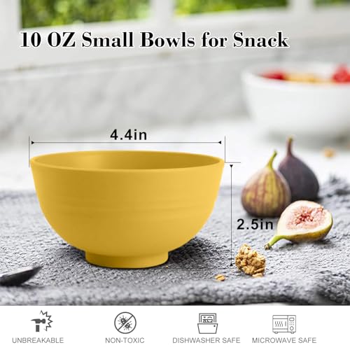 wheat straw icecream bowls 10oz set of 8 - Unbreakable Dessert Bowls Freezer Safe - Small Bowls for Yogurt,Snack and Fruits. Yellow - color: Yellow, size: 10 oz