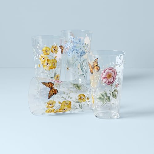 Lenox 866239 Butterfly Meadow Acrylic 4-Piece Highball Set, 20 oz, Acrylic NOT GLASS (Pack of 3) - size: 4 Count (Pack of 3), style: Highball Set of 4