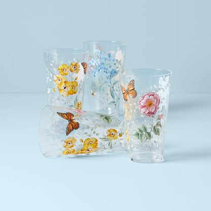 Lenox 866239 Butterfly Meadow Acrylic 4-Piece Highball Set, 20 oz, Acrylic NOT GLASS (Pack of 3) - size: 4 Count (Pack of 3), style: Highball Set of 4