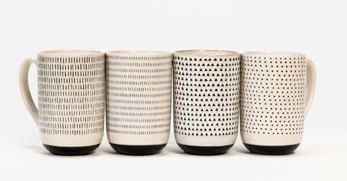 House Beautiful Versatile Modern Stoneware Mug Set - 19.5 oz, Set of 4 (Metro Mornings) - color: Metro Mornings
