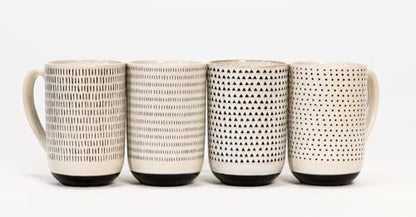 House Beautiful Versatile Modern Stoneware Mug Set - 19.5 oz, Set of 4 (Metro Mornings) - color: Metro Mornings