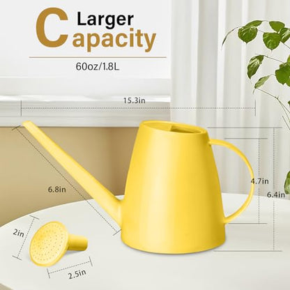 Plastic Watering Can - for Indoor and Outdoor House Plant Garden - with Long Spout - 1/2 Gallon - Yellow - color: Yellow