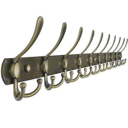 Coat Rack Wall Mount - 38” Long 10-Tri-Hooks Heavy Duty Coat Hanger Rail Wall Hooks for Hanging Coats Hats Clothing Clothes Purse Mudroom Entryway, Bronze - color: Bronze, size: L=38” (1 Pcs)