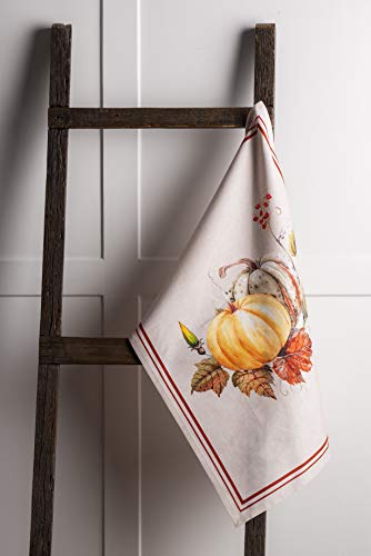 Maison d' Hermine Kitchen Towels Set of 3 Reusable 100% Cotton 27.50" x 20" | Cloth Tea Dish Towels Absorbent with Hanging Loop for Kitchen Dining Party Hotel Home Thanksgiving Christmas - Potiron - color: 037 - Potiron