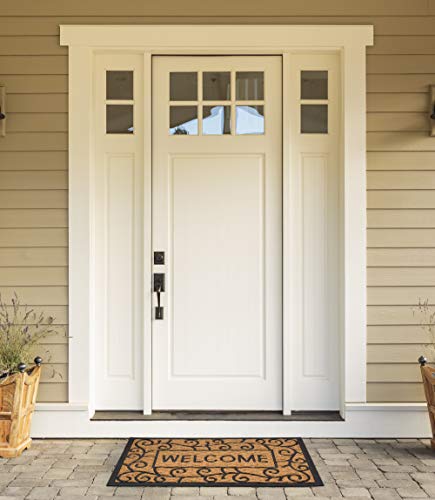 DII Natural Coir Doormat Outdoor Welcome Mat, 17x29, Welcome Swirls