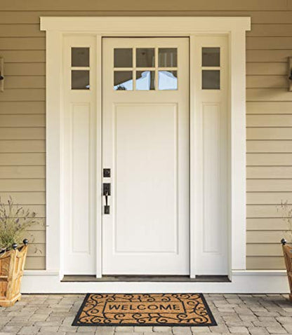 DII Natural Coir Doormat Outdoor Welcome Mat, 17x29, Welcome Swirls