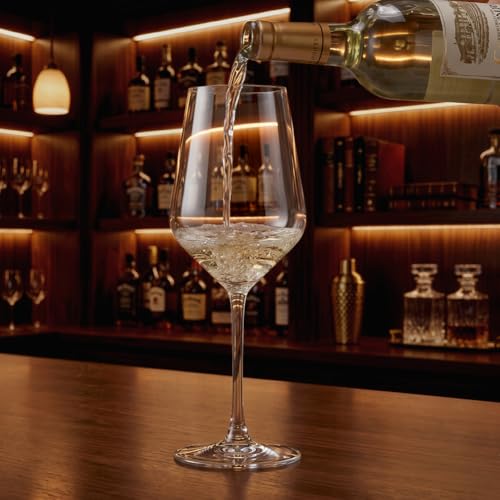 Crystal Wine Glasses Set of 2, 21oz Hand Blown Clear Glass | Long Stem Red White Wine Glass with Pourer and Stopper, Elegant Design in Gift Box for Home Bar, Birthday, Wedding - size: Large