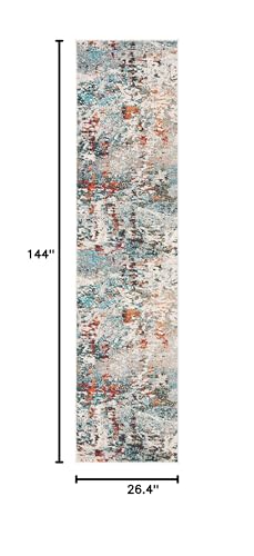 SAFAVIEH Madison Collection Runner Rug - 2'2" x 12', Grey & Blue, Modern Abstract Design, Non-Shedding & Easy Care, Ideal for High Traffic Areas in Living Room, Bedroom (MAD471F) - color: Grey/Blue, size: 2'2" x 12' (Runner)