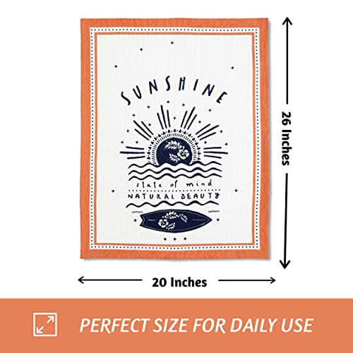 Folkulture Cute Kitchen Towels - Summer Kitchen Towels with Hanging Loop | 100% Cotton, Machine Washable, Tea Towels for Dying Dish Kitchen Essentials, Housewarming Gifts New Home, 20 X 26 Inch - color: Aloha