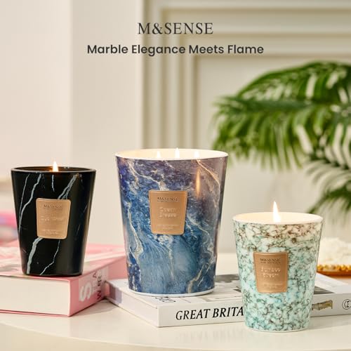 M&SENSE Extra Large Candle OudWood Intense Scented Candle,3 Wick Highly Scented XL Jar Candle,35oz 150H,Candles Gift for Women and Men - color: OudWood, size: Large