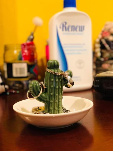 PUDDING CABIN Cactus Gifts for Women Christmas, Cactus Ring Holder Dish, Birthday Gifts for Women Thanksgiving Xmas Valentine's Day, Decorative Cactus Decor, Home Decor - style: Cactus Green
