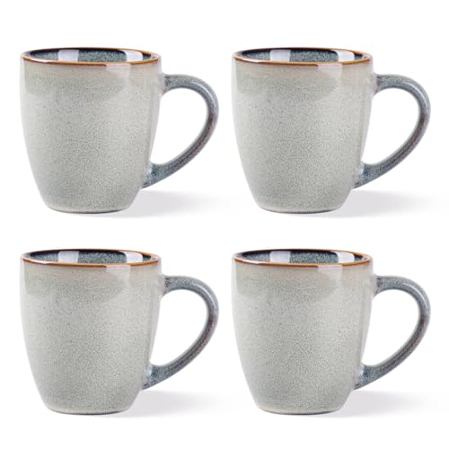 GBhome Ceramic Coffee Mugs Set of 4, 12oz Stoneware Coffee Mugs Set For Dad Mom Women MEN, Light Weight Coffee Cups for Latte/Tea/Beer/Hot Cocoa, Dishwasher & Microwave Safe - color: Green Wheat, size: Set of 4