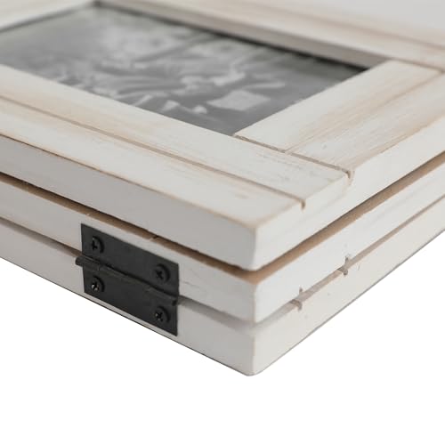 RiteSune Rustic Picture Frame White, 4X6 Picture Frame College, 3 Photo Frame Hinged Farmhouse Picture Frames Desk Photo Frame for Home Office - color: Trifold White 4X6