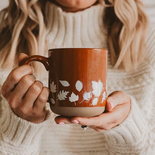 Sweet Water Decor Fall Mug Handcrafted Stoneware Coffee Mug with Autumn Leaves Design, 14 oz - Cozy and Stylish Fall Coffee Mugs - Unique Durable Fall Mugs for Autumn - Perfect Fall Mug for Gifting - style: Fall Leaves