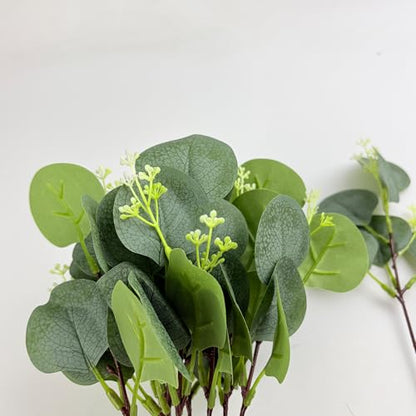 Artificial Eucalyptus Stems, 40 Pcs, Silver Dollar Leaves | Silk Faux, Bulk, Home Decor, Wedding Decor