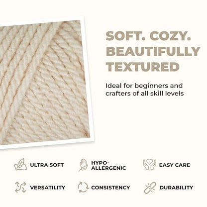 Mary Maxim Titan Bulky Yarn, Weight 5 Acrylic, Chunky Yarn for Crocheting and Knitting, Ideal for Thick, Soft Blankets, Throws, and Graph Style Sweaters, 80 Yards - Cottonwood - 1 Skein - color: Cottonwood