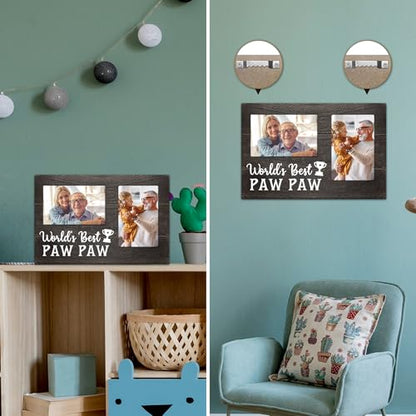 Fathers Day Pawpaw Gifts, Paw Paw Gift for Grandpa 3D Photo Frame Hold 4x6 Inches Two Photos, Best Pawpaw Ever Birthday Gift for Him from Grandkids, Gifts for Pawpaw Who Wants Nothing - color: paw paw