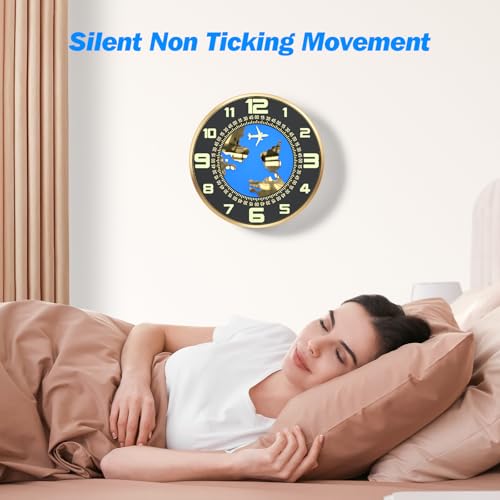 Wall Clock Decorative Wall Clocks Battery Operated (AA batterie not Included) 12 inch Silent Non-Ticking Metal Frame High End Texture Clocks for Living Room Bedroom Kitchen Office