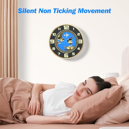 Wall Clock Decorative Wall Clocks Battery Operated (AA batterie not Included) 12 inch Silent Non-Ticking Metal Frame High End Texture Clocks for Living Room Bedroom Kitchen Office
