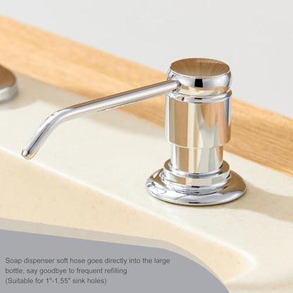 Gagal Soap Dispenser (Chrome) and Extension Tube Kit for Kitchen Sink, Complete Brass Pump with 40" Silicone Tube Connect to The Bottle Directly, Say Goodbye to Frequent Refills - color: Chrome