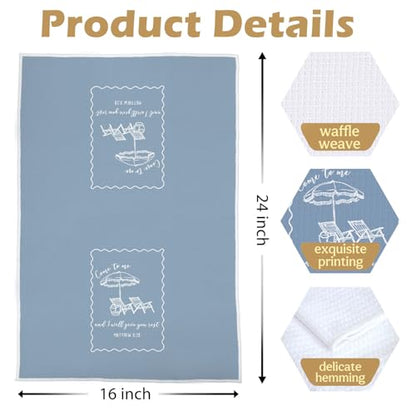 Christian Ocean Kitchen Towels Set - Blue Encouraging Christian Gifts Dish Towels, Beachy Religious Gifts Hand Towel, Christian Psalm Scripture Tea Towel, 16x24 Inches Set of 2 - color: Christian- 02