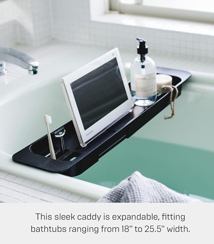 Yamazaki Home Tower Expandable Bathtub Caddy - Bathroom Tray Table Holder, 2" - Abs Plastic -