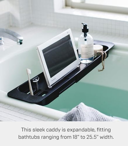 Yamazaki Home Tower Expandable Bathtub Caddy - Bathroom Tray Table Holder, 2" - Abs Plastic -
