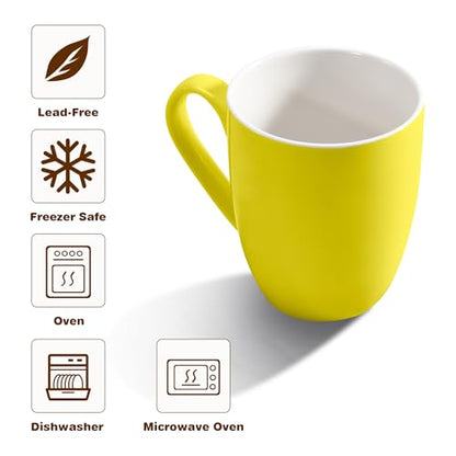 Urbanstrive 16 oz Large Coffee Mug with Handle Tea Cup Novelty Coffee Cup Idea Gift for Men Women Office Work (Yellow) - color: Yellow