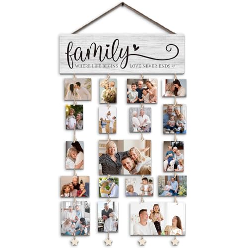 Family Picture Frames Collage Photo Hanging Display Picture Board | Family Picture Frames Collage Wall Decor, Familys Where Life Begins Love Never Ends Home Living Room Bedroom Wall Decor - color: Familys Where Life Begins Love Never Ends